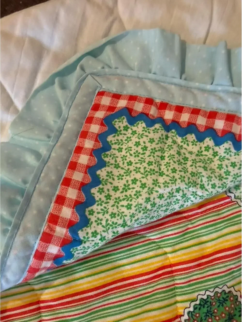 Handmade Baby Quilt Wallhanging Design Printed On Rainbow 32.5” X 40”